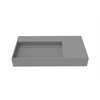 Castello Usa Juniper 36” Left Basin Solid Surface Wall-Mounted Bathroom Sink in Gray with No Faucet Hole CB-GM-2056-L-G-NH